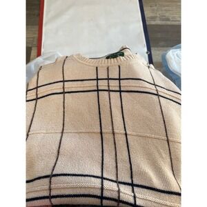 Vintage David Taylor Collection Men's Tan Plaid Knit Sweater Size L‎ G